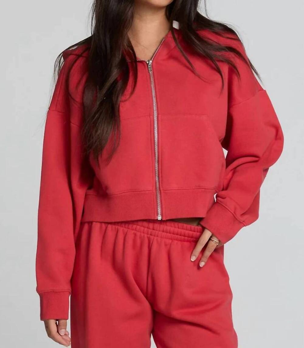 NEW CHASER abilene zip up sweatshirt in dry red